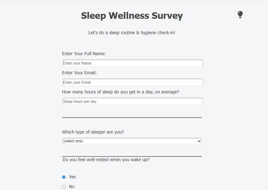 Survey form project screenshot